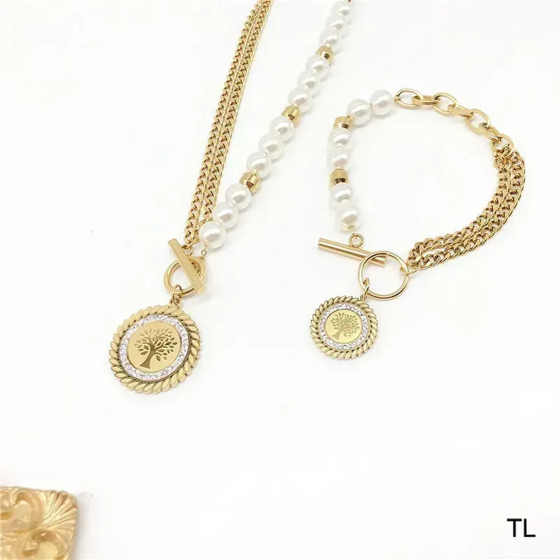 Gold Tree Life Stainless Steel Set