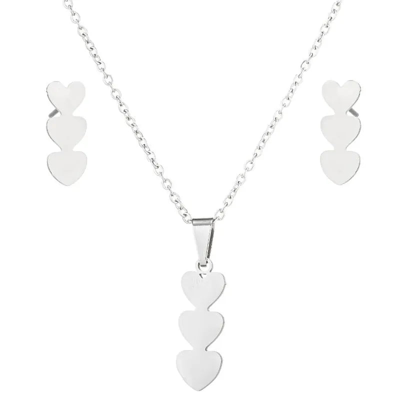 Stainless Steel 3 Heart set
