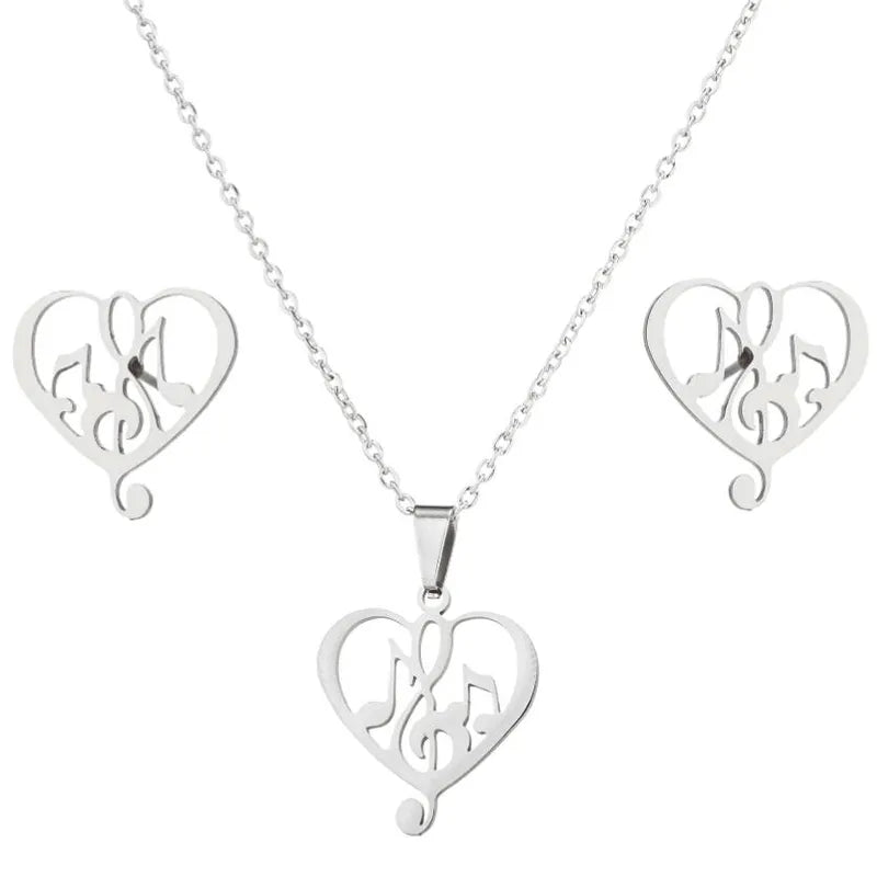 Stainless Steel Music Heart Set