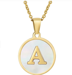 Round Letter Stainless Steel Necklace