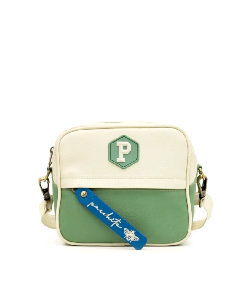 Bandolera Panal Beige y Verde Safari