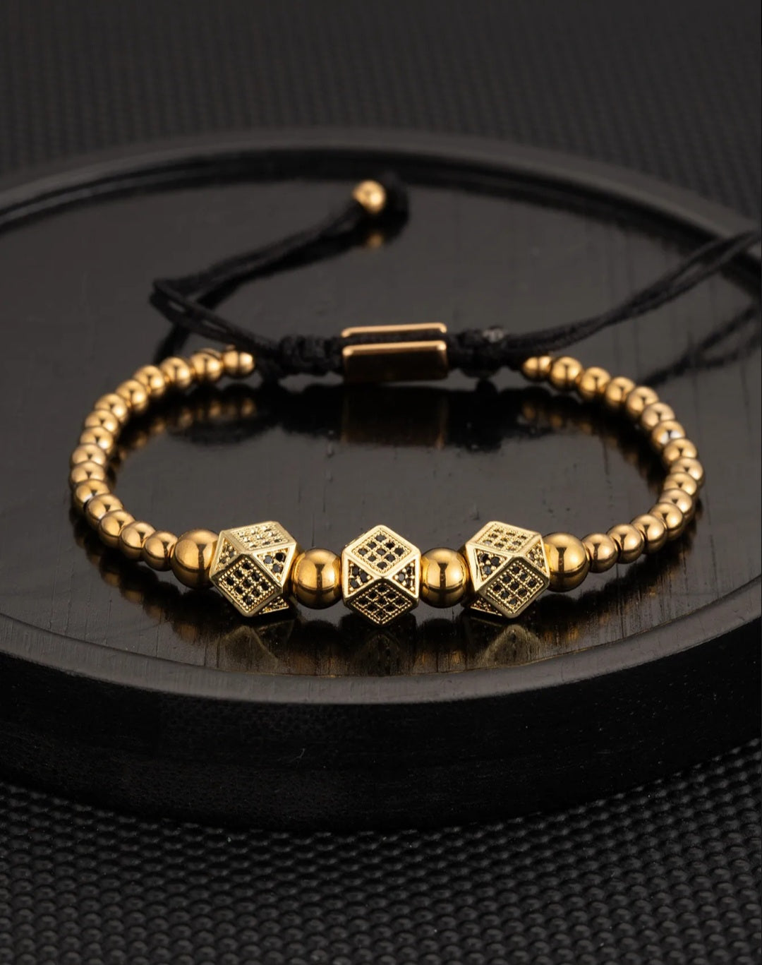 Stainless steel dice mens bracelet