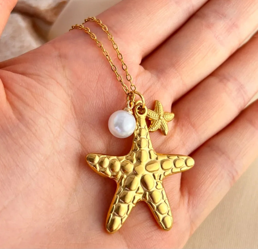 Stainless Steel Starfish with pearl