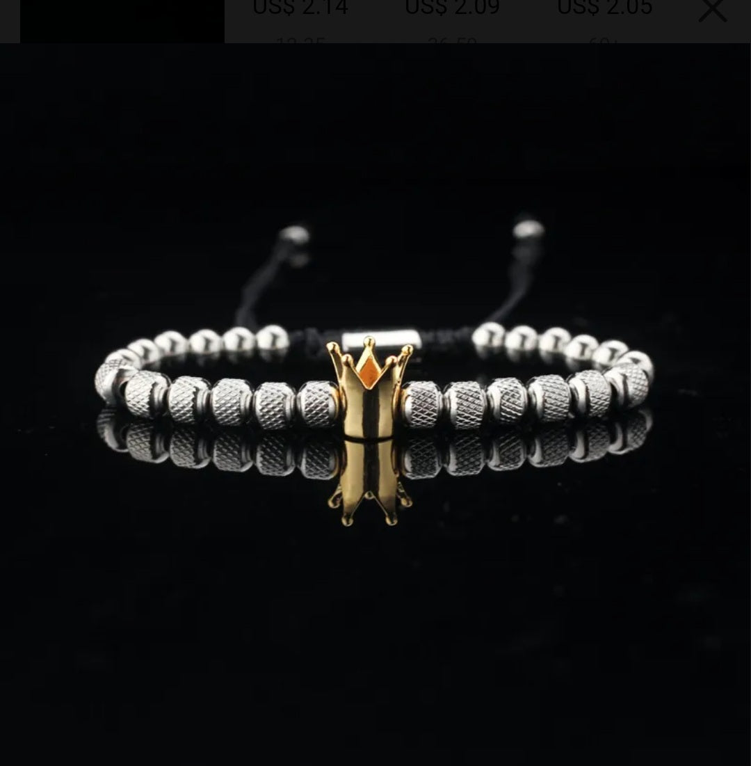 Crown stainless steel mens bracelet