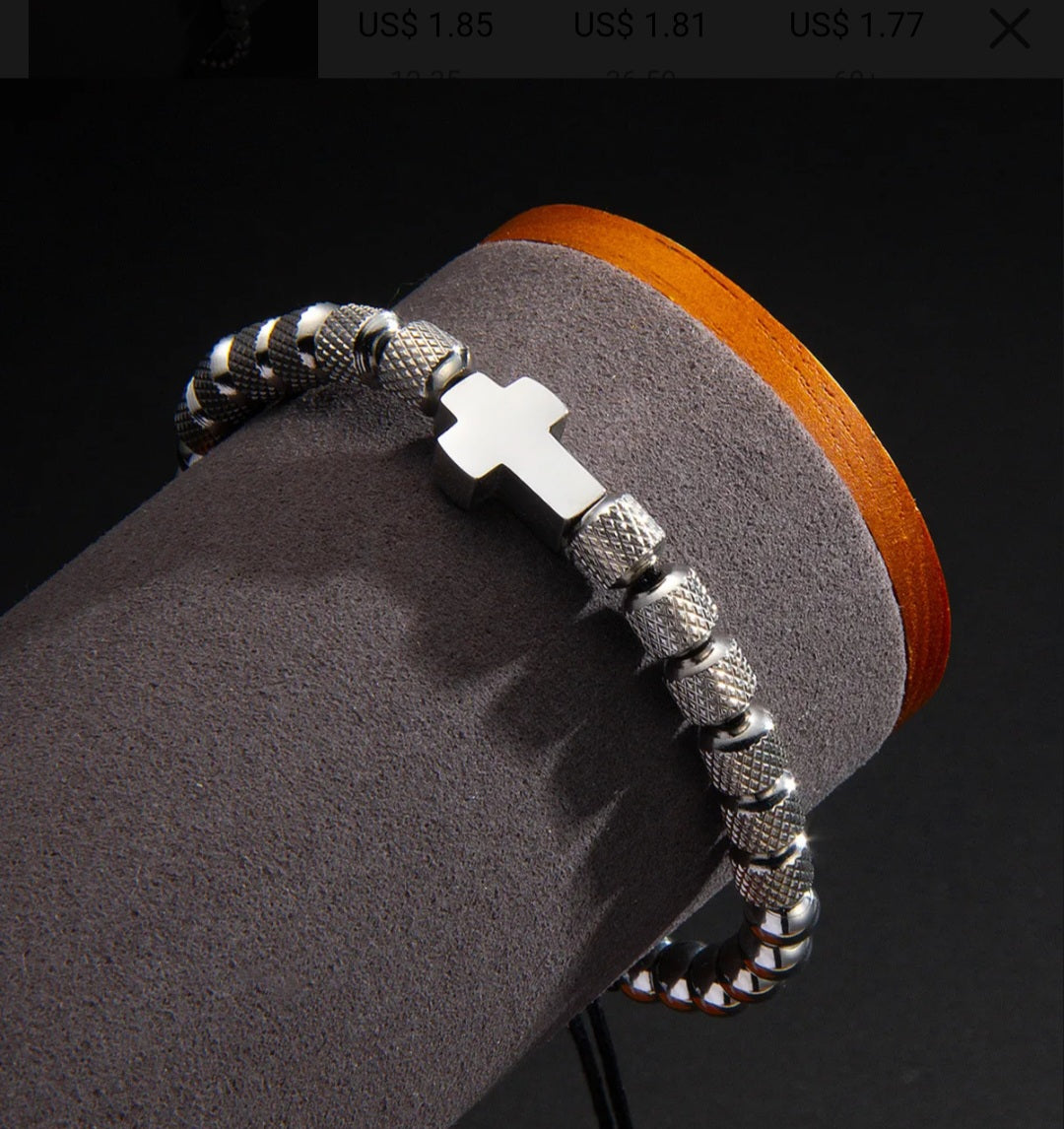 Stainless steel cross mens bracelet