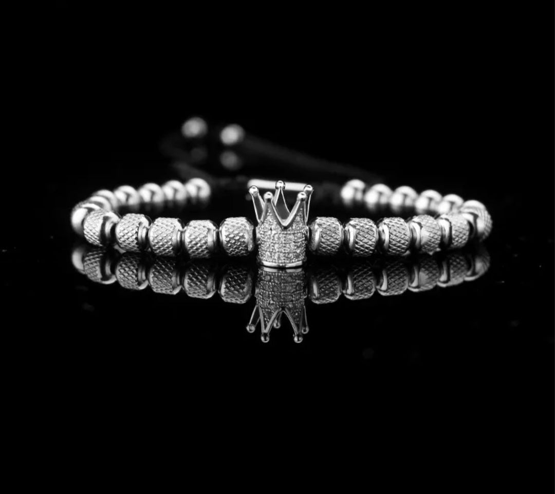 Stainless steel zirconium crown men's bracelet
