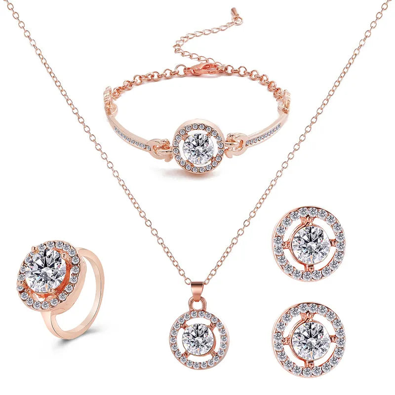 Rose Gold Rhinestone 4 piece set
