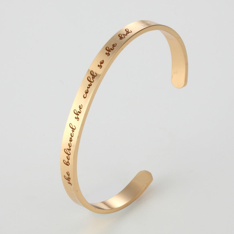 Letter Stainless Steel Bangle