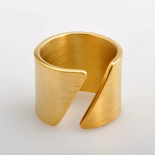 Simple Style Geometric Stainless Steel Wide Band Ring Open Ring