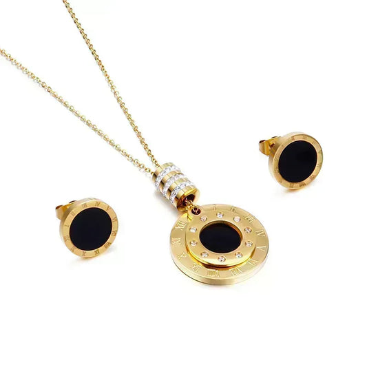 Gold Vintage Style Ethnic Style Round Color Block Stainless Steel Jewelry Set