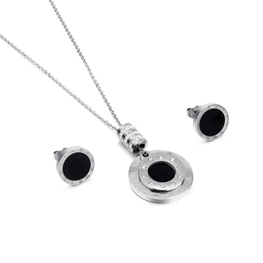 Silver Vintage Style Ethnic Style Round Color Block Stainless Steel Jewelry Set