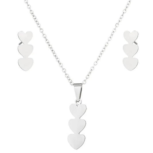 Stainless Steel 3 Heart set