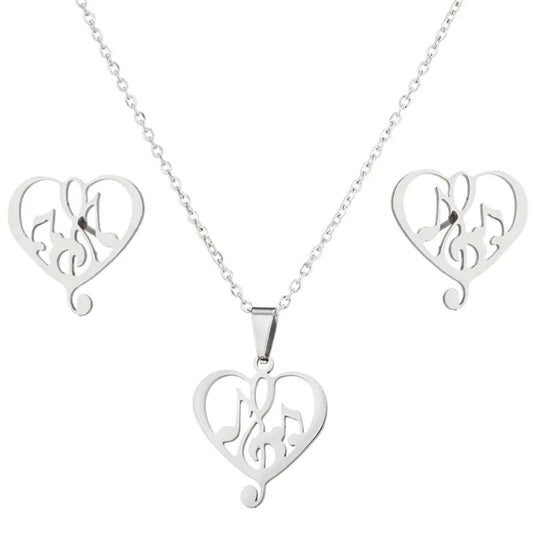 Stainless Steel Music Heart Set