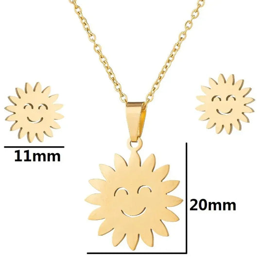 Gold Stainless Steel Happy Sun