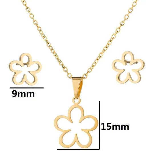 Gold Stainless Steel Flower Set