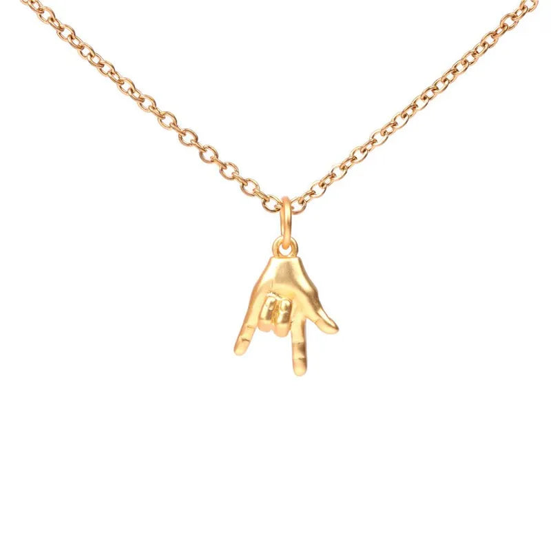 Gesture Pendant Stainless Steel Necklace