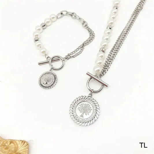 Silver Tree Life Stainless Steel Set