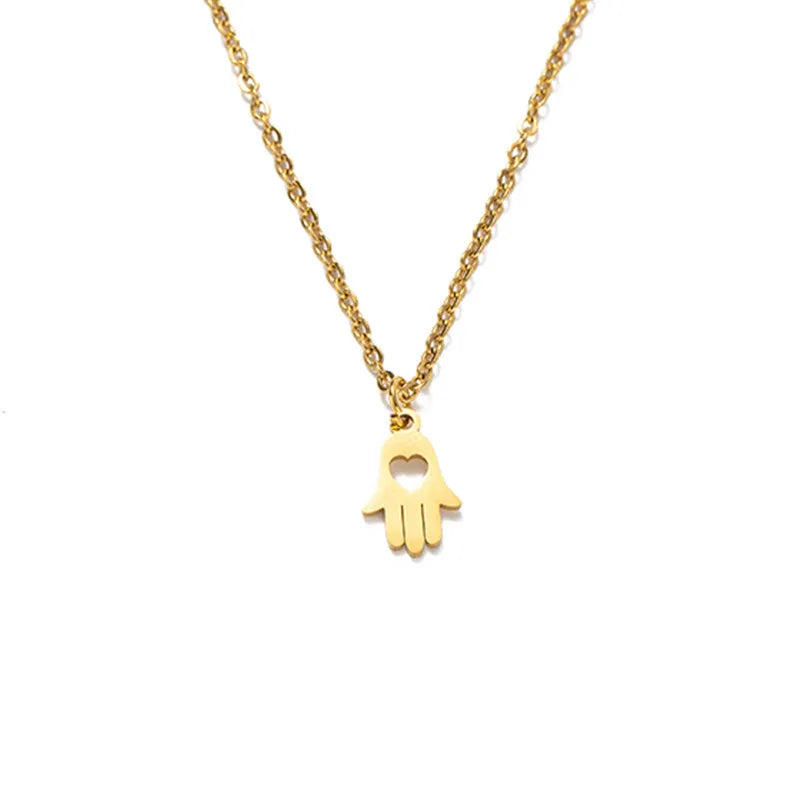 Stainless Steel Heart Palm Necklace