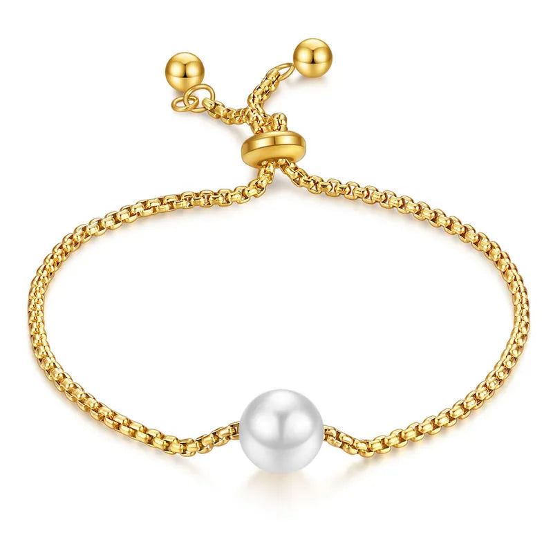 Stainless Steel Pearl Adjustable Bracelet