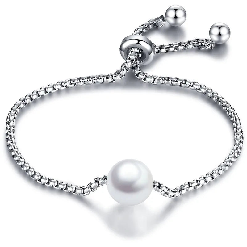 Stainless Steel Pearl Adjustable Bracelet