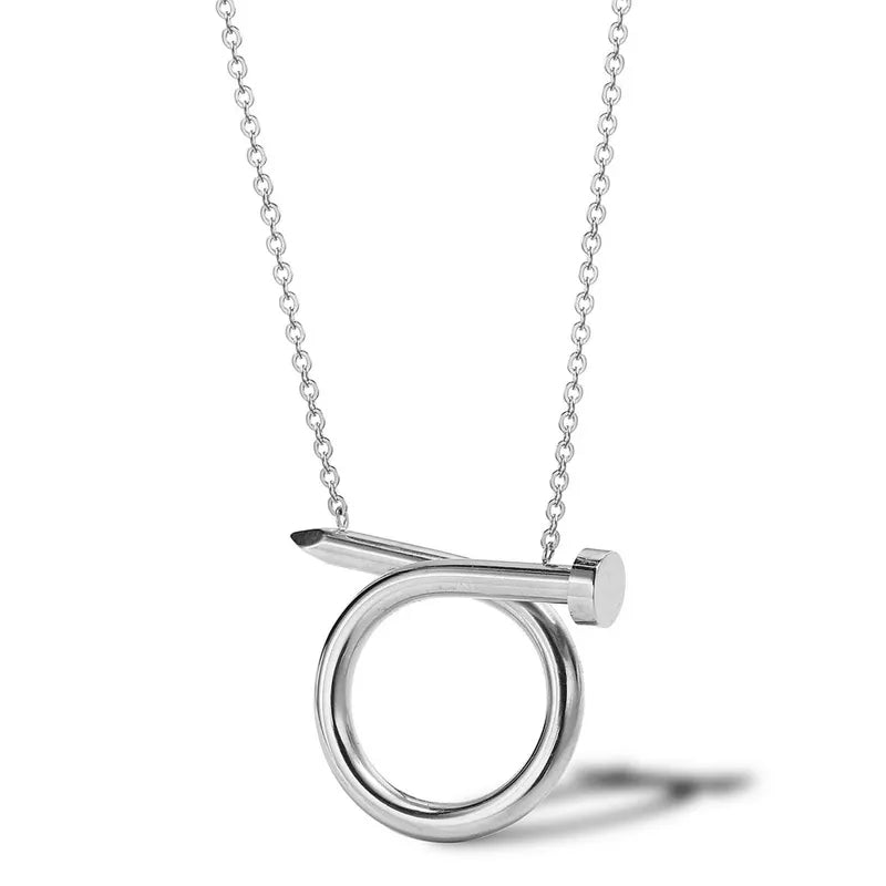 Twisted Nail Stainless Steel Necklace with pendant