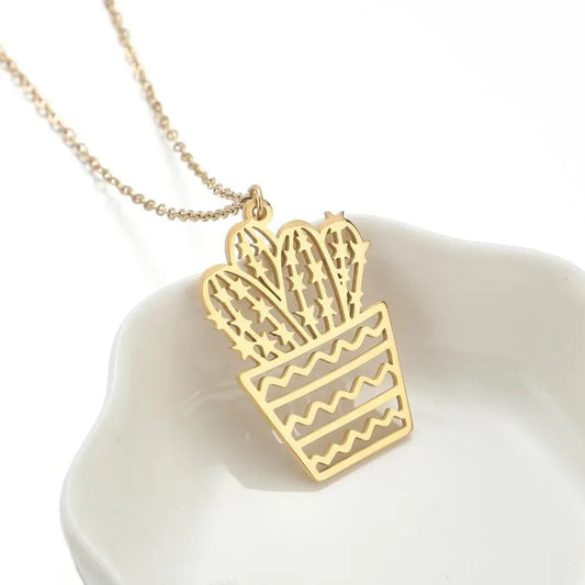 Fashion Cactus Stainless Steel Necklace