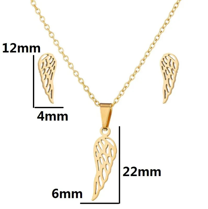 Stainless Steel Feather Set Gold