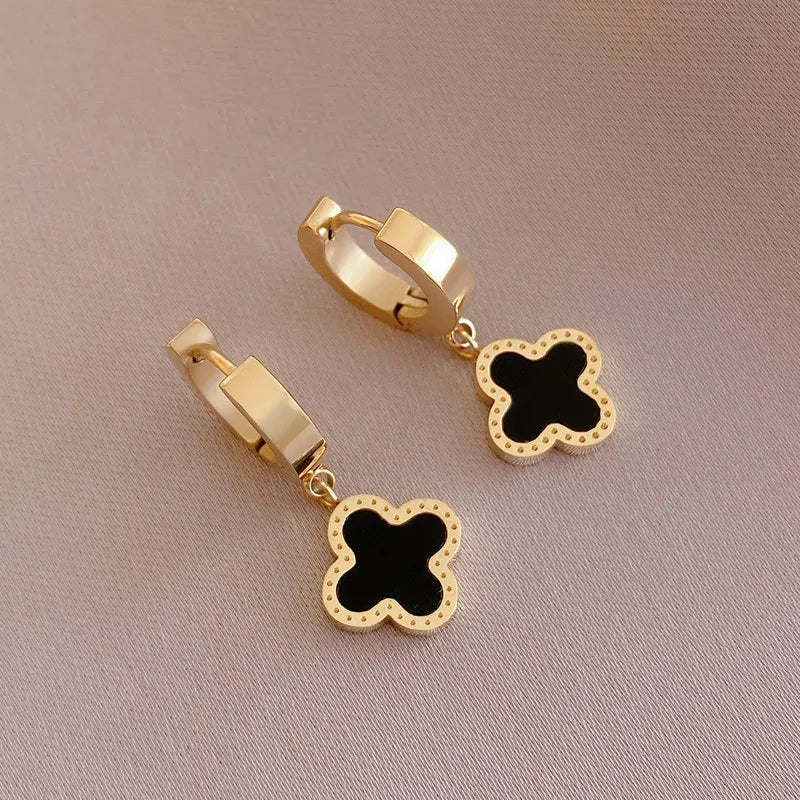 Stainless Steel Retro Flower Earrings