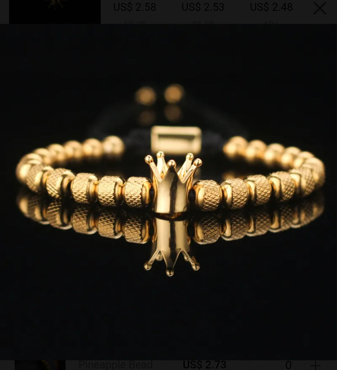 Crown stainless steel mens bracelet