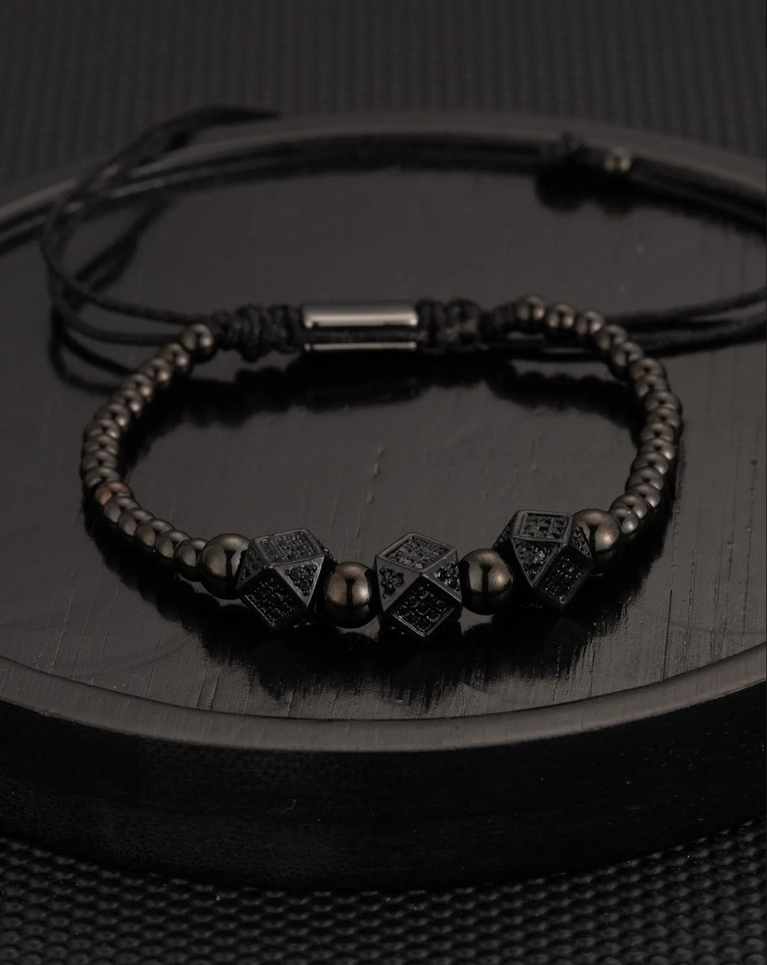 Stainless steel dice mens bracelet