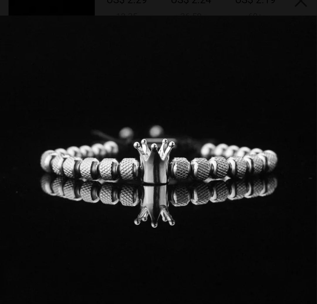 Crown stainless steel mens bracelet