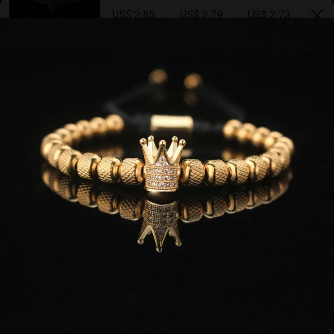 Stainless steel zirconium crown men's bracelet