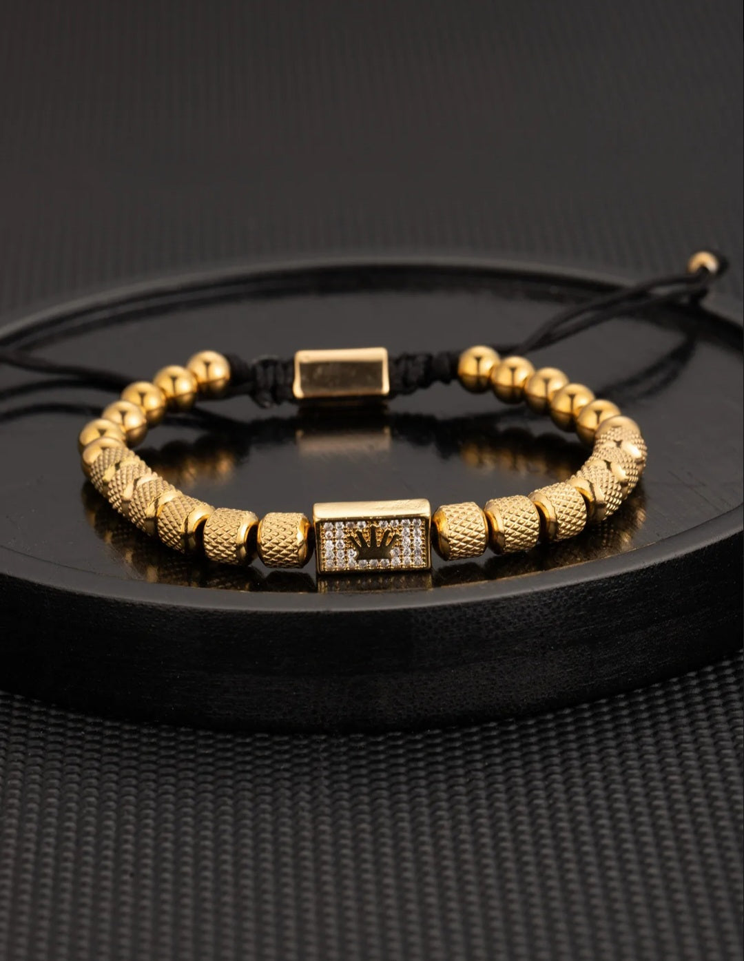 Mens steel crown zirconium bracelet