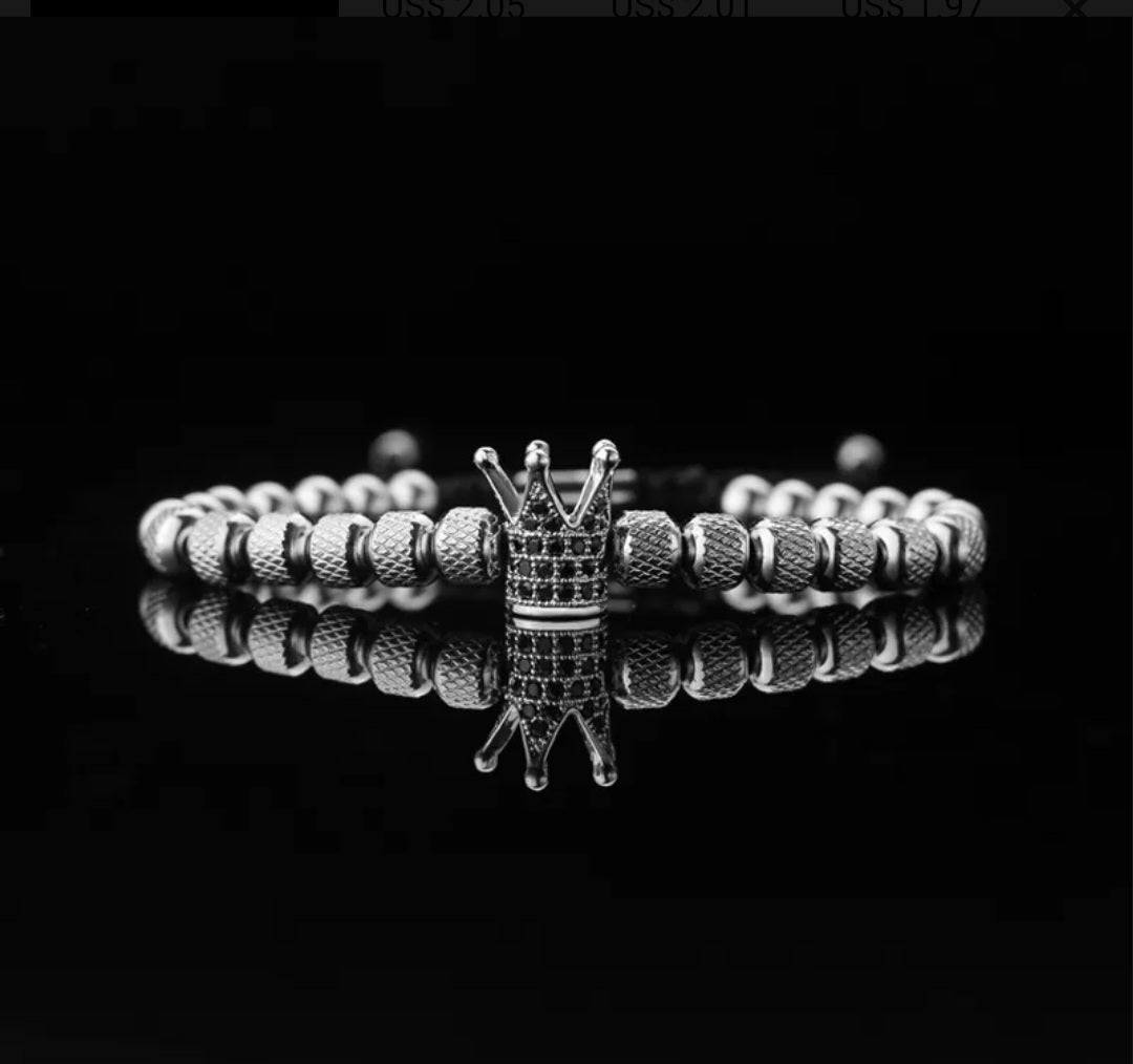 Stainless steel zirconium crown men's bracelet