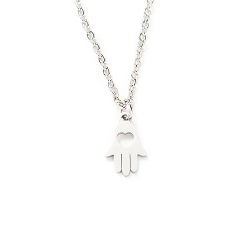 Stainless Steel Heart Palm Necklace