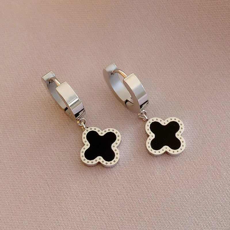 Stainless Steel Retro Flower Earrings