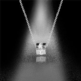 Steel Diamond Pendant Necklace