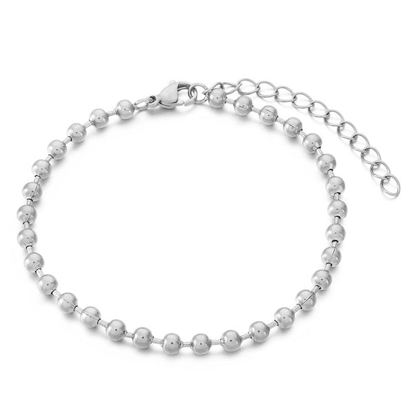 Simple Hollow Round Bead Stainless Steel Bracelet 4mm