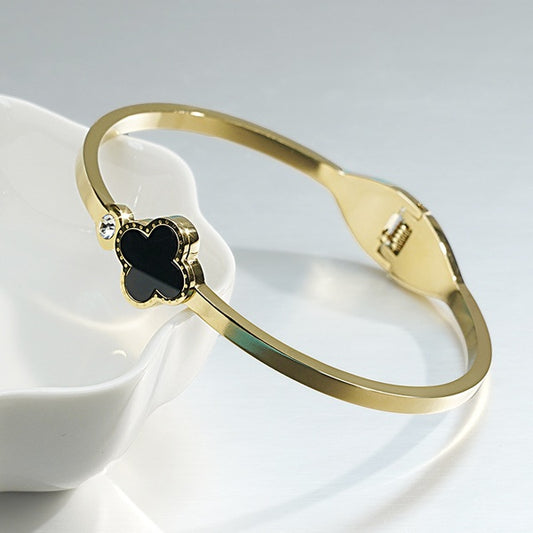 Elegant Four Leaf Clover Stainless Steel Bangle