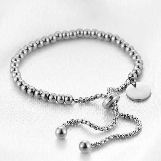 Stainless Steel Beaded Adjustable Bracelet