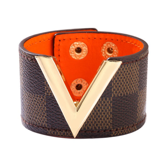Plaid Pu Leather Womens Bangle 1 Piece