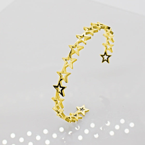 Star Stainless Steel Hollow Out Bangle