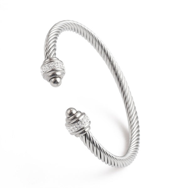 Stick Diamond Stainless Steel Wire Steel Ball Bracelet